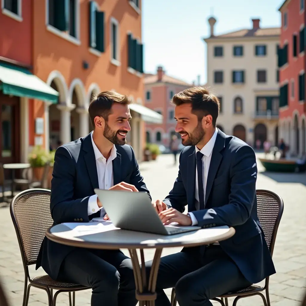 Un imprenditore che analizza dati su uno schermo mentre prende appunti su un quaderno.