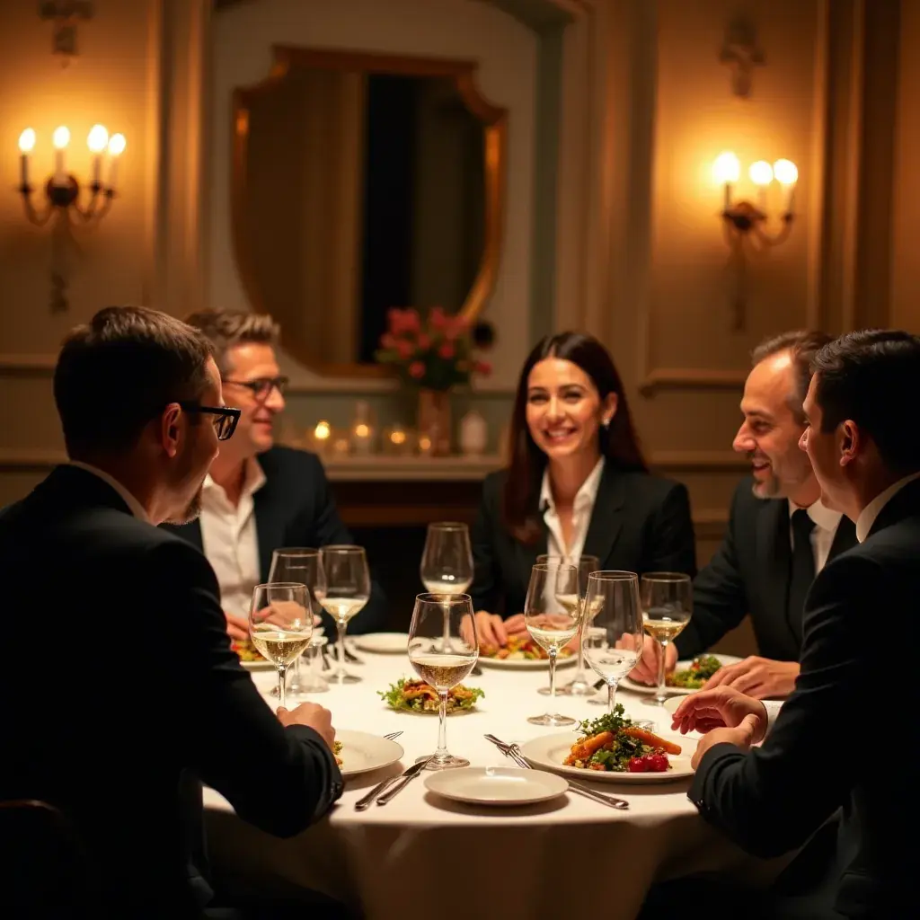 Immagine di un team di professionisti che discute una strategia aziendale in una sala riunioni moderna.